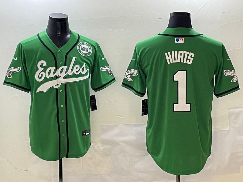 Men Philadelphia Eagles #1 Hurts Green three generations Jointly Name 2025 Nike Limited NFL Jersey style 5->philadelphia eagles->NFL Jersey